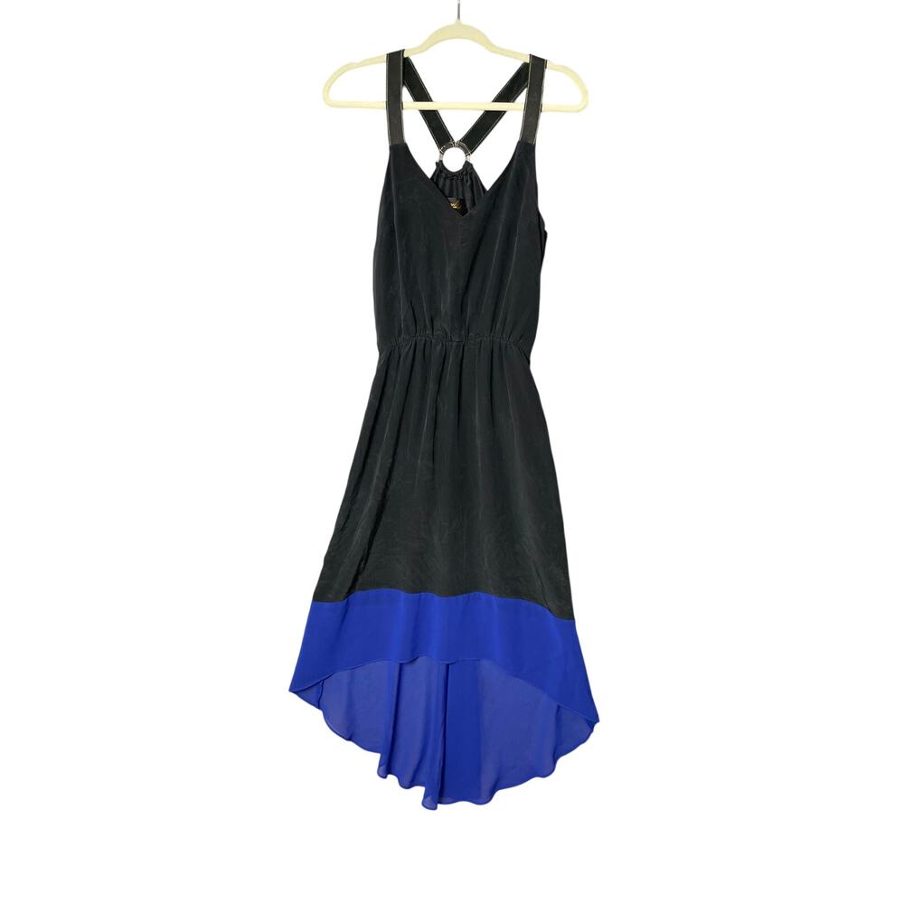 Akiko Y2K 100% Silk High Low Dress w/ Leather Straps Size Medium 2000s Indie
